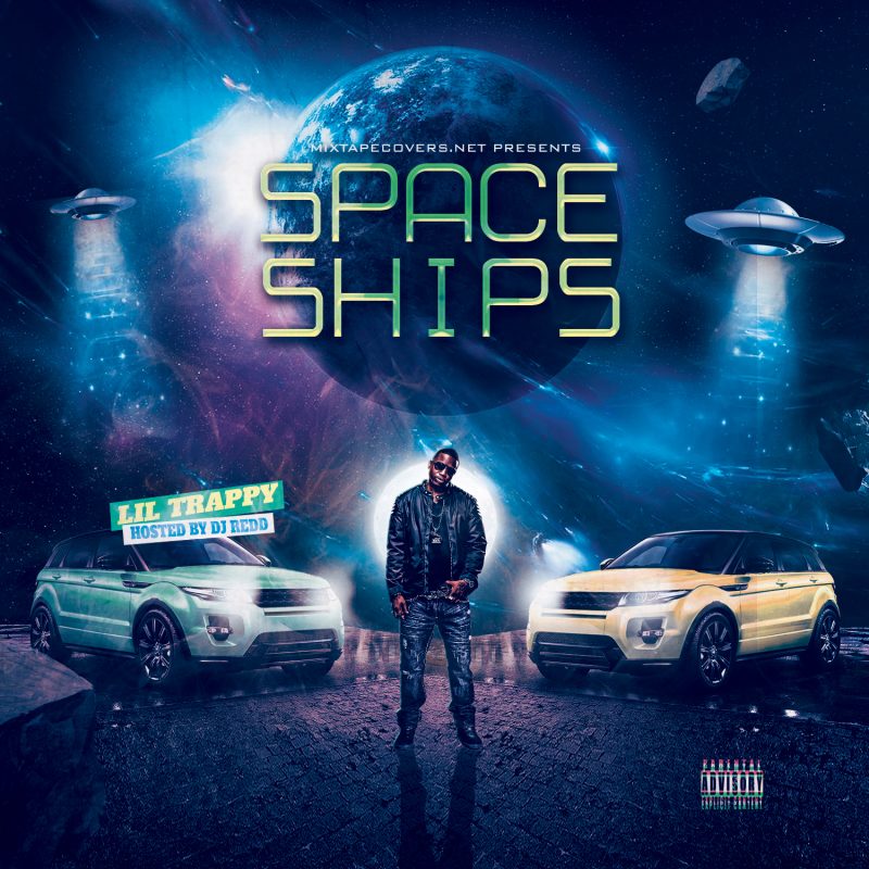 Space Ships Mixtape mixtape psd album cover template